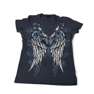 Brad Butter V-Neck Graphic Wings, Large